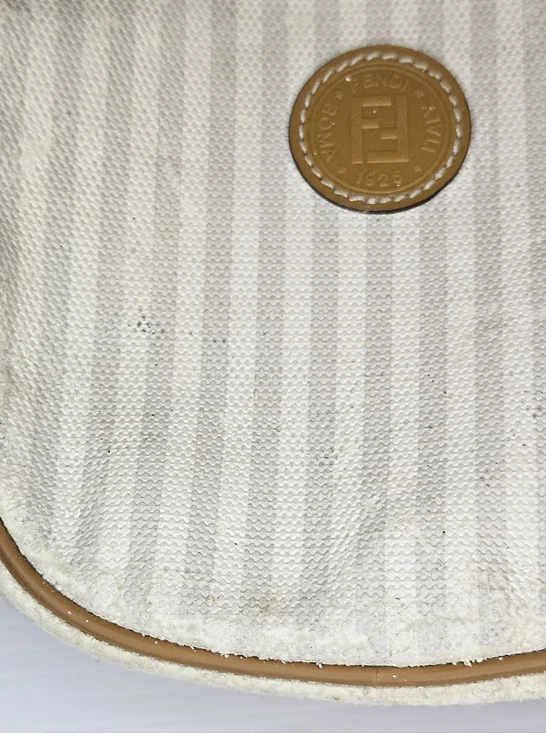 Authentic Vintage Fendi Striped Logo Canvas & Leather Crossbody Shoulder Y2K - Picture 14 of 16